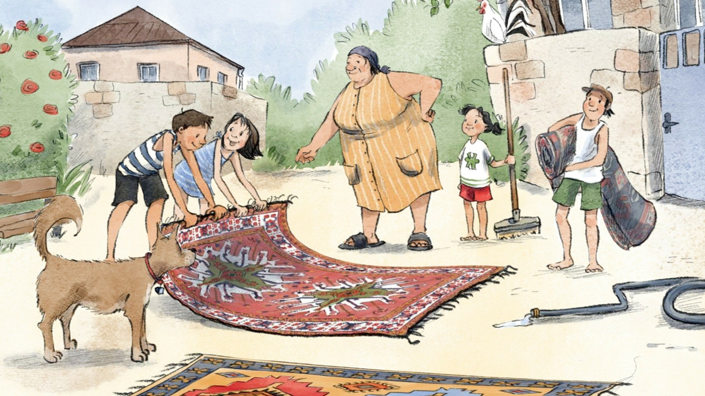 Mop-mop-swoosh-plop c'est le jour du lavage des tapis à 'Bábo'